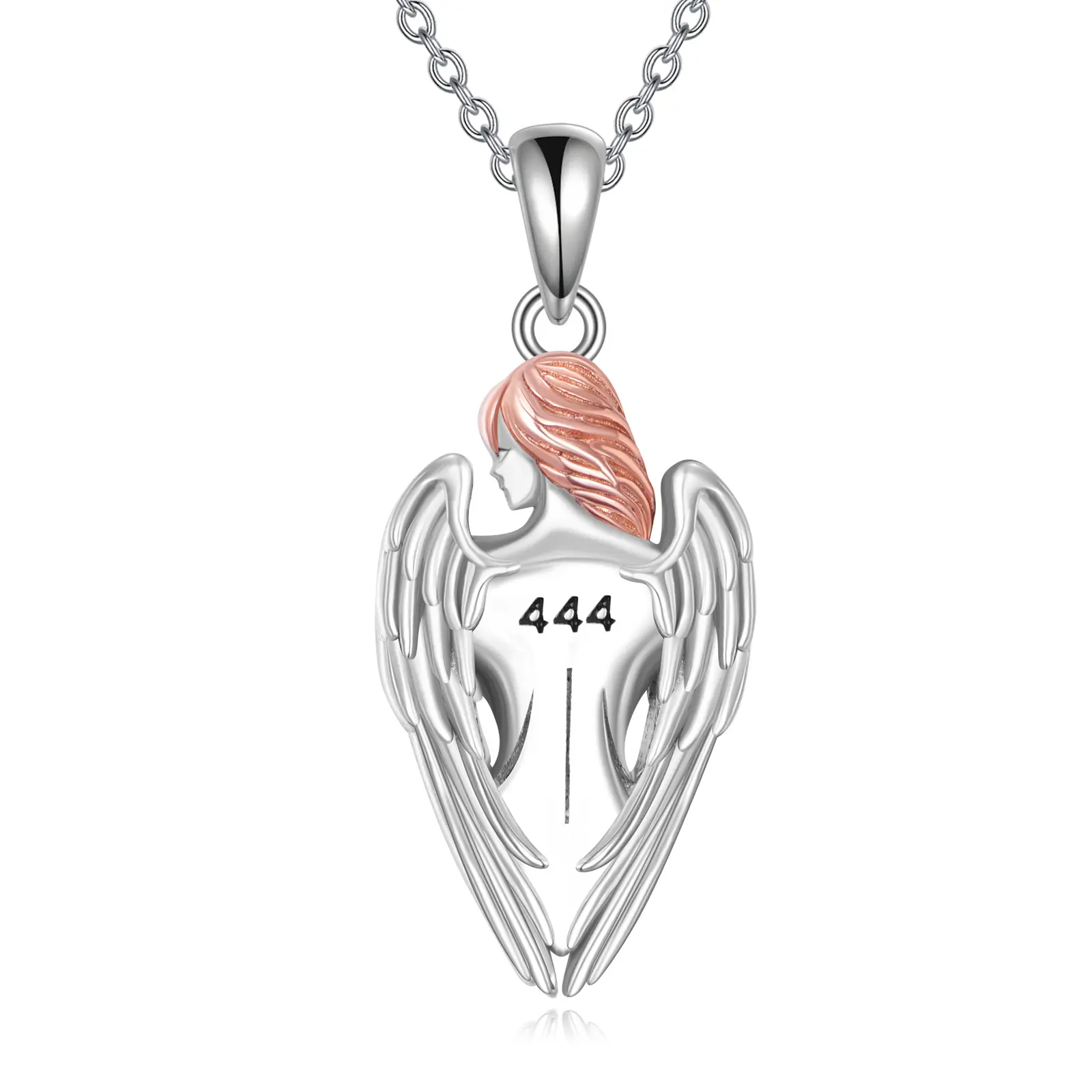 Women's 925 Sterling Silver 444 Angel Number Pendant Necklace, Angel Jewelry Gift for Female Adults, Birthday Present for Mothers, Anniversary