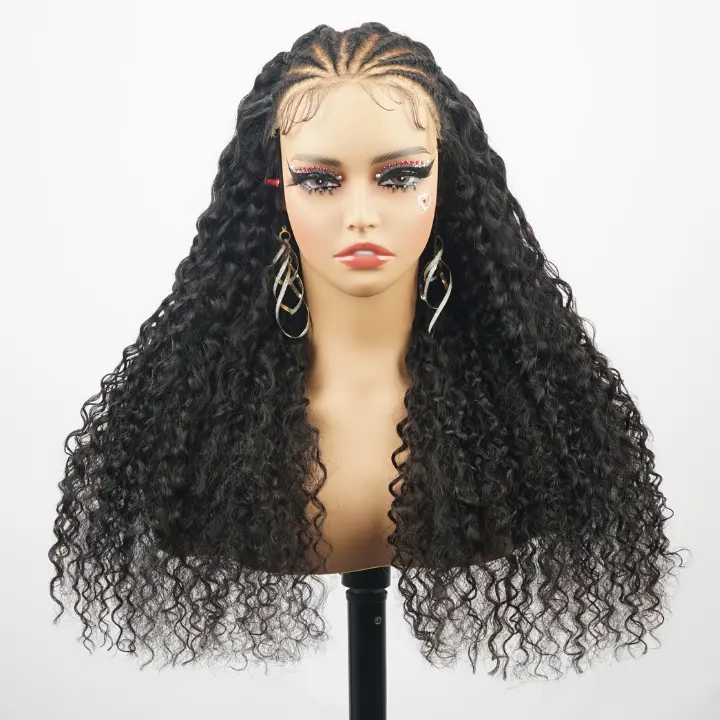 BANGJAZZ Hair Pre Braided Glueless Wig 7x5 250% Density Water Wave Pre Bleached Pre Cut HD Lace Ready To Go Pre Stylist Wig For Women