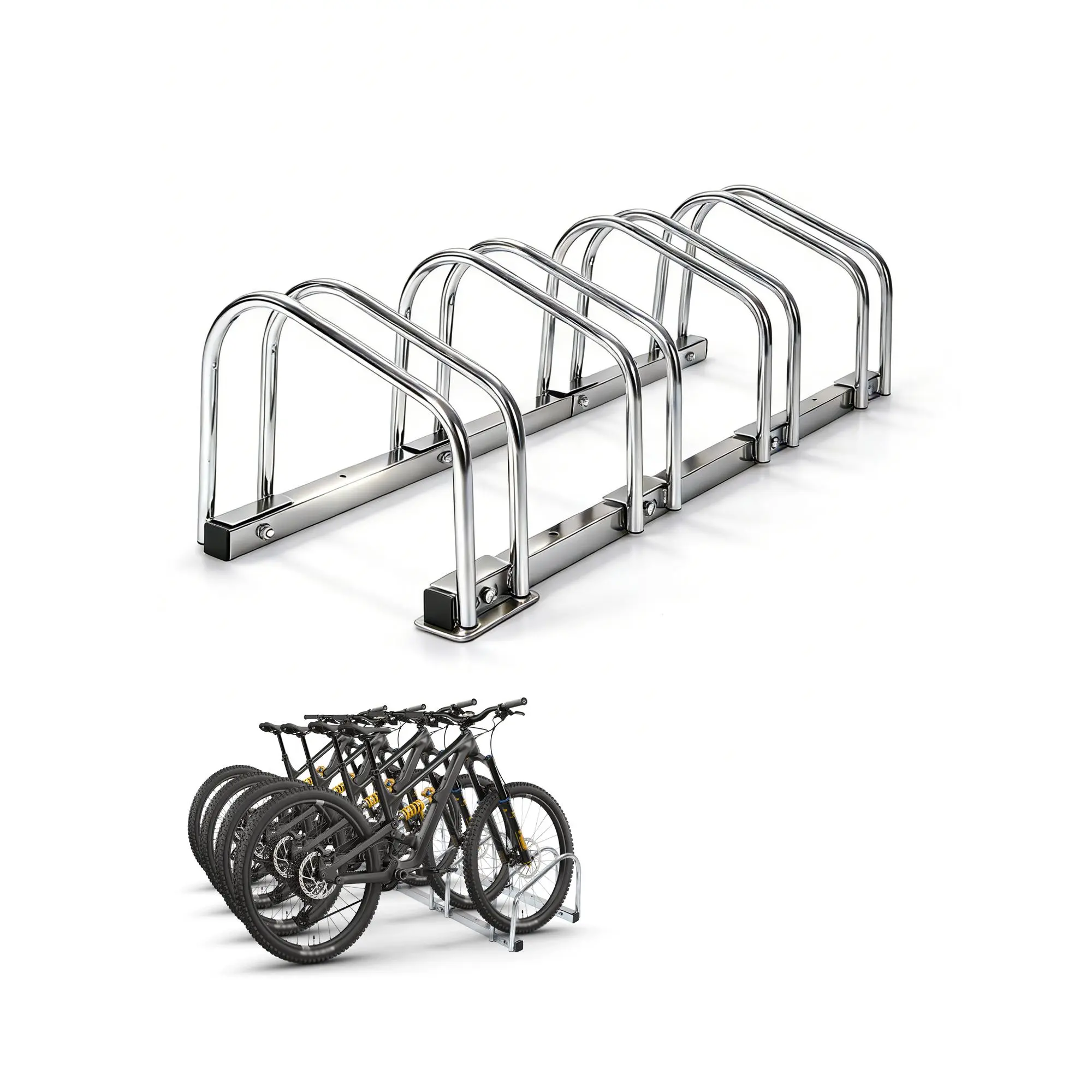 Heavy-Duty Freestanding Bike Floor Stand, Double Bicycle Parking Rack, Indoor/Outdoor Steel Storage Holder, fits 22–28″ wheels, suitable for garage, apartment, and bike shop