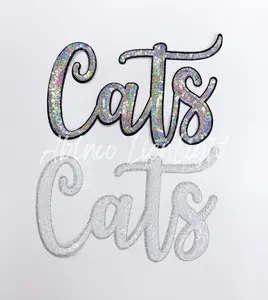 Cats Cursive Letter Mascot Gameday Sequins Patch