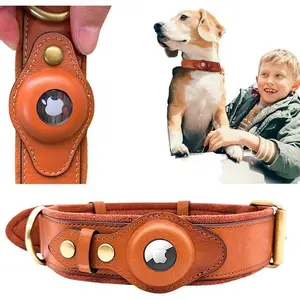Premium Leather AirTag Dog Collar – Style, Comfort, and Security