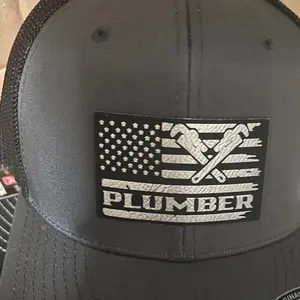 Plumber leather patch hats snap back charcoal and black