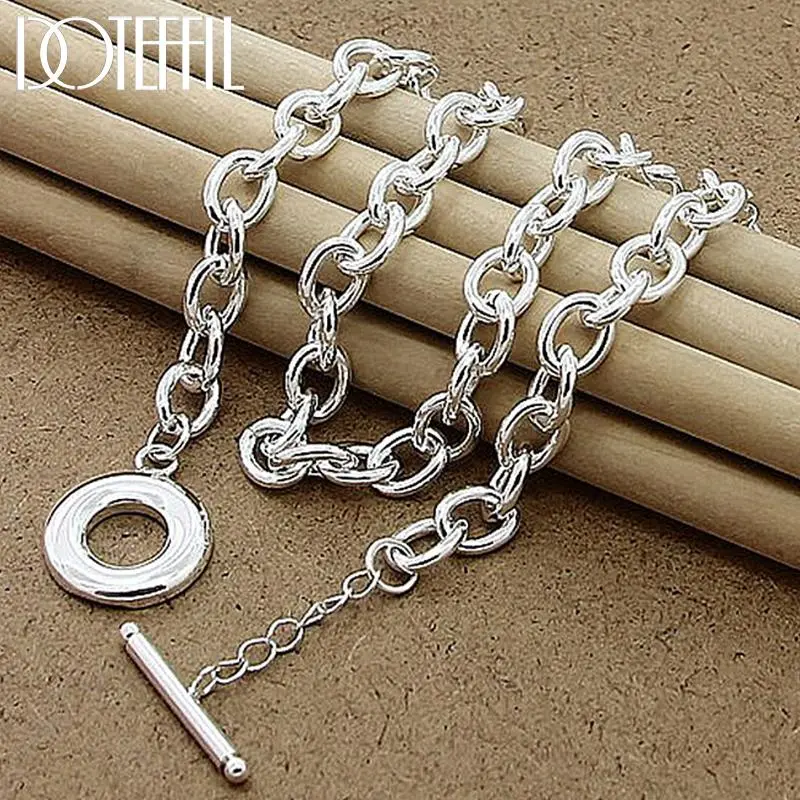 925 Sterling Silver Minimalist Chain Necklace - 18-Inch Base Accessory Chain for Pendants with OT Toggle Clasp, Adult Casual Fashion Jewelry, Accessory Necklace, Elegant Chain