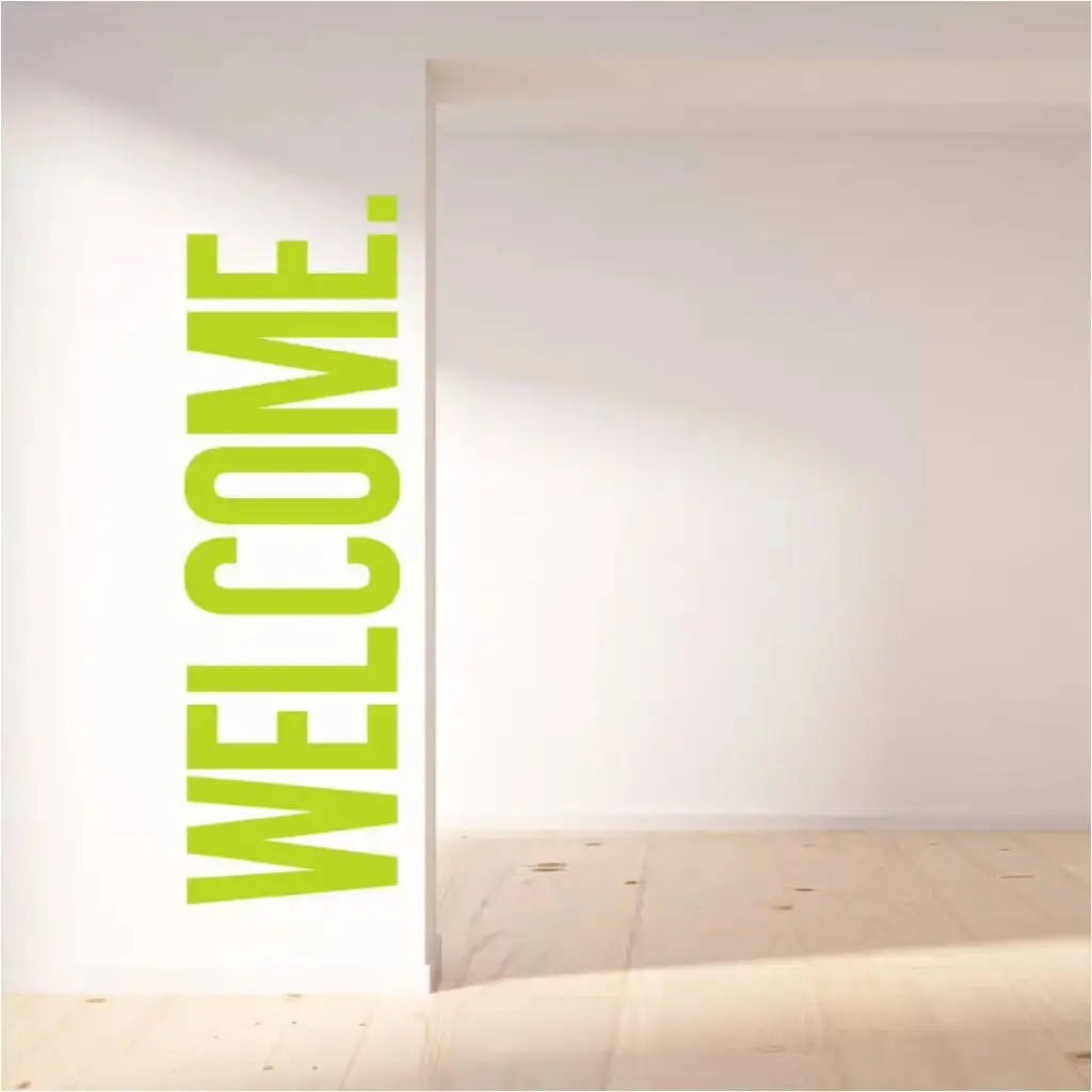 Large Vertical Welcome Decal | Wall, Door & Window Stickers