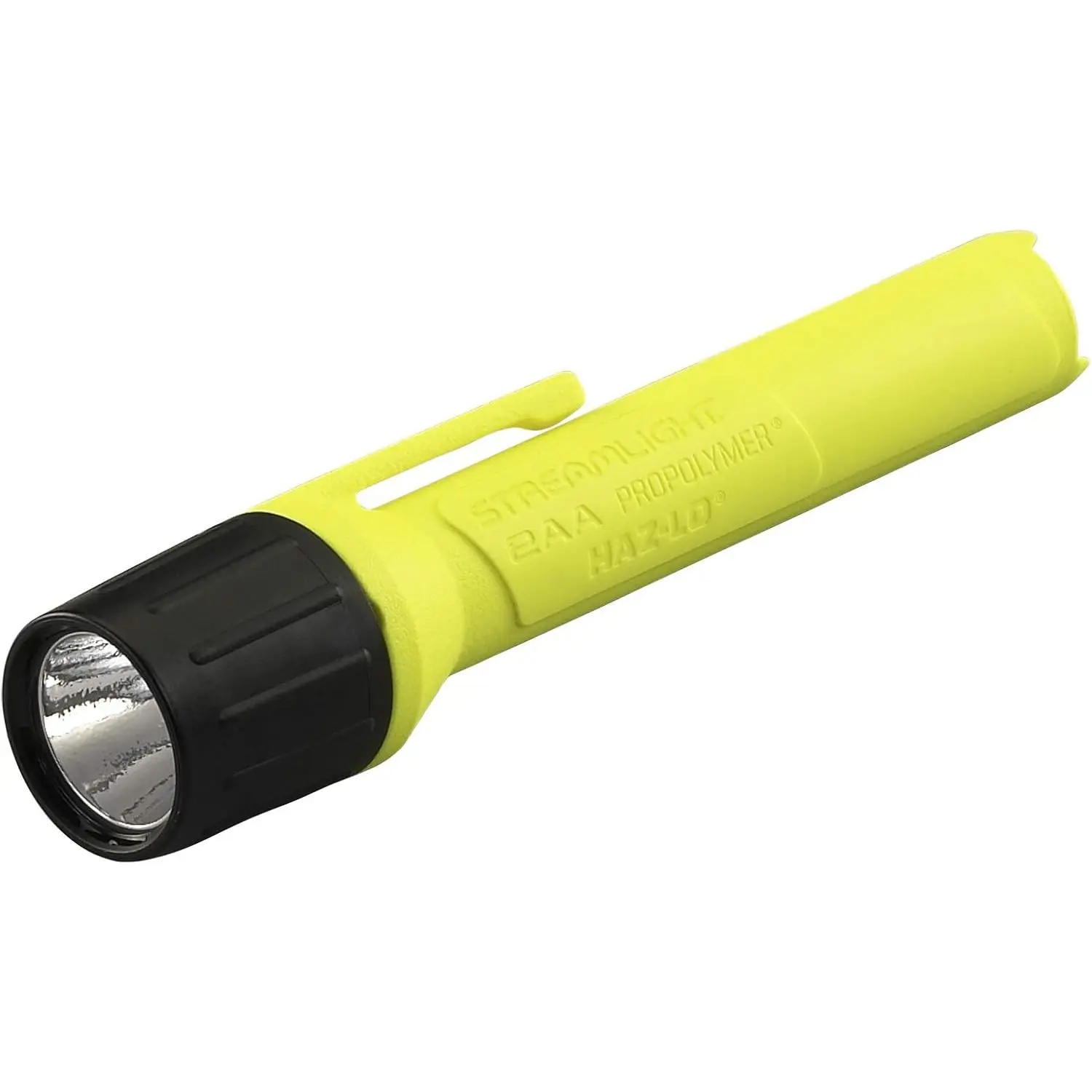 Streamlight 67101 Intrinsically Safe Polycarbonate LED Flashlight, 2AA ProPolymer, 65-Lumen, 2300-Candela, 3.6 oz, 6.40 in, 0.89 in, 1.32 in, 2 Alkaline Batteries, 24-Hour Use, Hi-Viz Yellow, Retail Packaging, 100 g