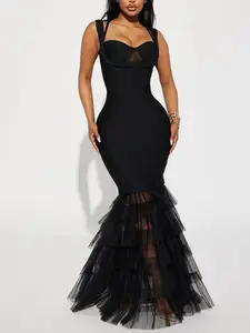 Charline Tulle Bandage Gown - Black