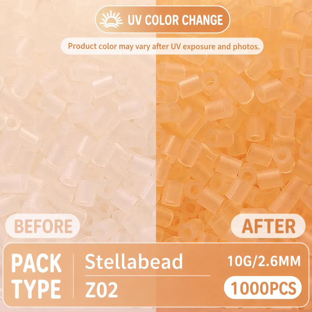 Stellabead 2.6mm Color Changing Fuse Beads Z Series Light Changing Colors Refill Pack - 4000/10,000 Beads Per Color, 8 Magic Effect Colors for DIY Crafts & Pixel Art Projects