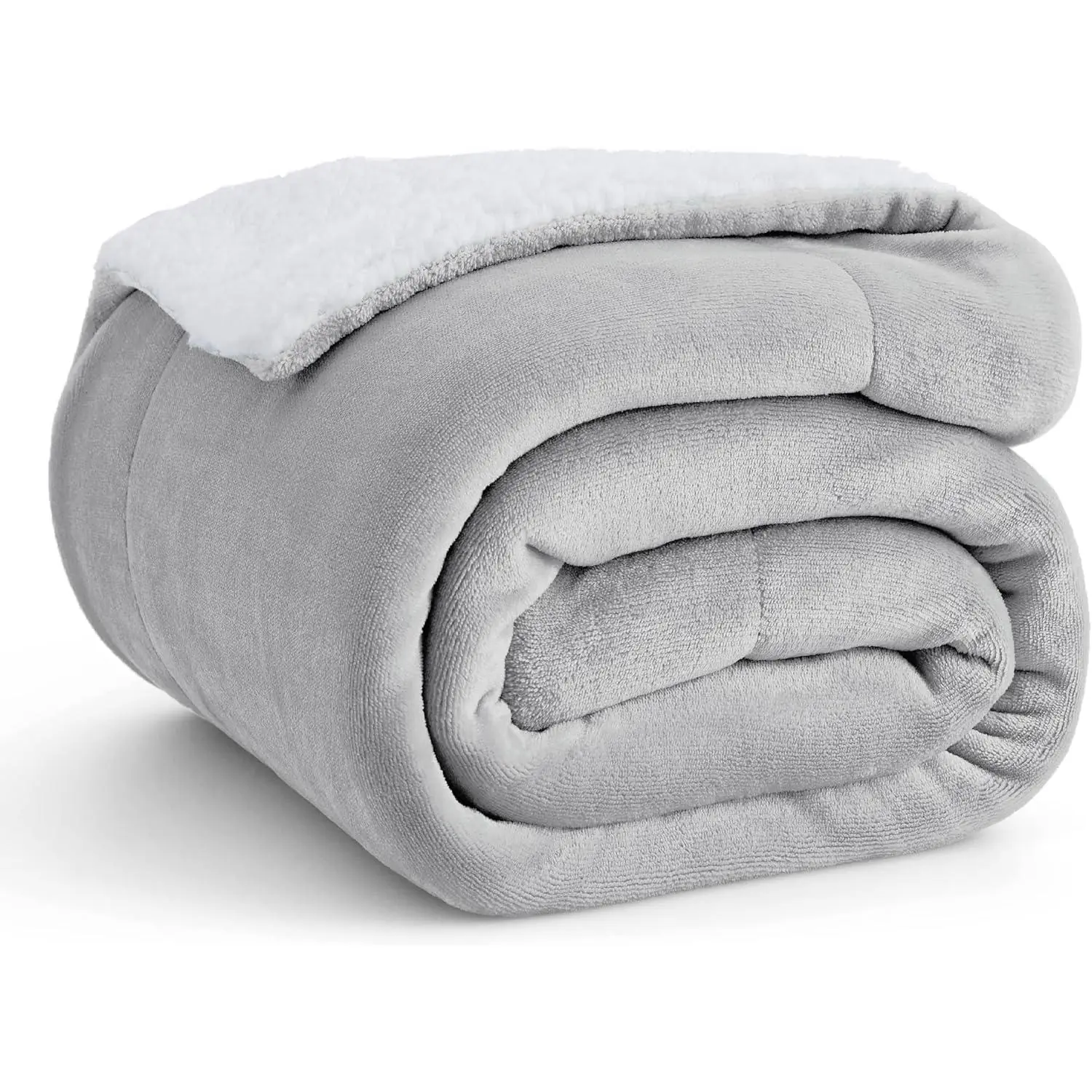 Sherpa Throw Twin Size for Couch - Thick and Warm for Winter, Fuzzy Plush Twin for Seasons, Light Grey, 60x80 Inches