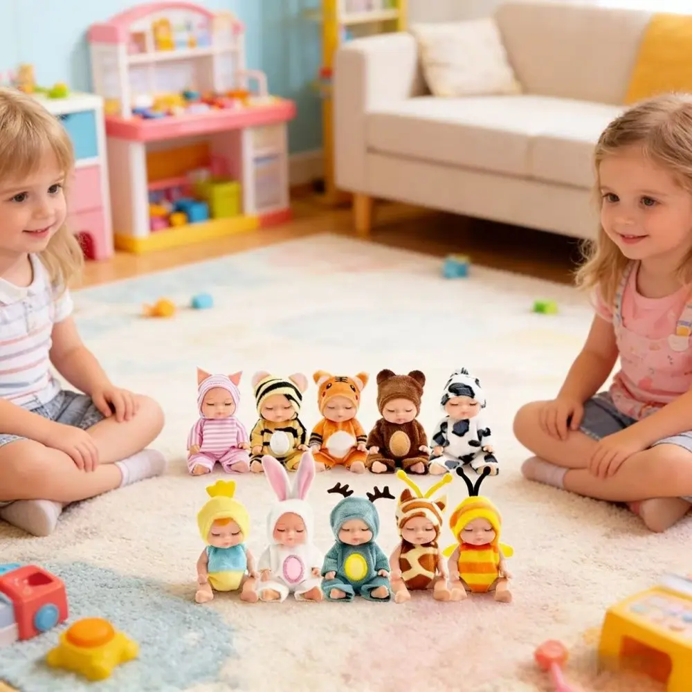 10 Mini Teenage Dolls, Assorted Classic Doll Sets, 4-inch Realistic Animal Costume Dolls, Adorable Teenage Dolls, Soft Dolls, Suitable for Girls, Easter Birthday Gift Basket, Valentine's Day, Christmas, Dolls Gifts - Assorted Colours in OPP Bags