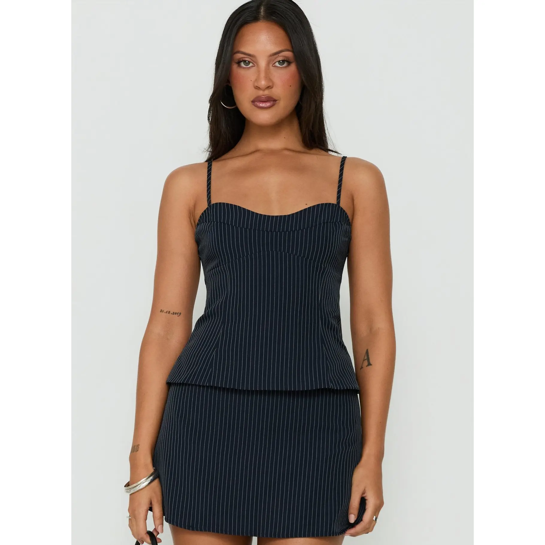 Laeyla Tailored Cami Top Navy Pinstripe
