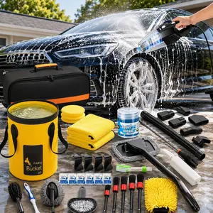 COFSODI 41pcs Car Cleaning Wash Kit Interior Detailing With High Power Handheld Vacuum Collapsible Bucket Windshield Tool Clean Gel Snow Shovel Tire Brush