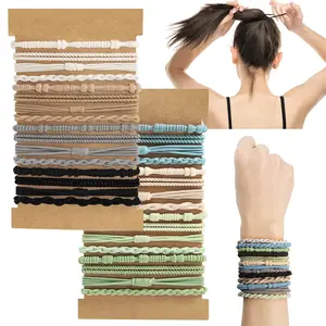 32PCS Boho Hair Bracelets for Women Elastic Bracelets Hair Ties No Damage Hair Bands for Girls Thick Thin Long Curly Hair Accessories(D Style)