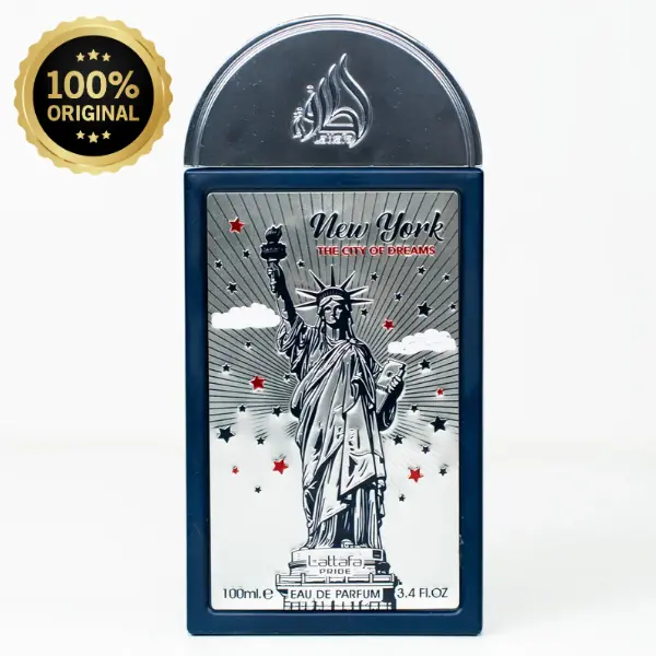 Lattafa Pride New York The City of Dreams EDP Fragranced Perfume - 3.4 Fl.Oz/100 ML Perfume, Luxury Unisex Wear Woody Aromatic Floral Fresh Eau de Parfum Spray Bottle with Patchouli Base, Aromatic Floral Fragrance, Fresh Fruity, Boxed Luxury Unisex Fragra