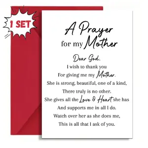 A Prayer For My Mother Religious Blessing Happy Mother's Day Greeting Card, Inspirational Card, Positive Message Card, Elegant Script Faith Prayer For Mother Sentimental Appreciation Card, Inspirational Greeting Cards, Mothers Day Card