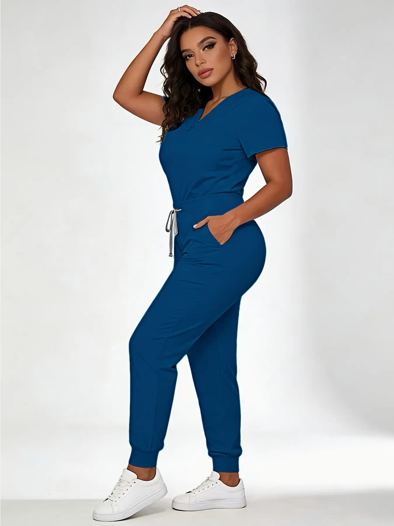 Quick Dry Stretch Scrub Set Vneck Workwear Clothes for Women – Breathable Medical Uniform for Doctors & Nurses