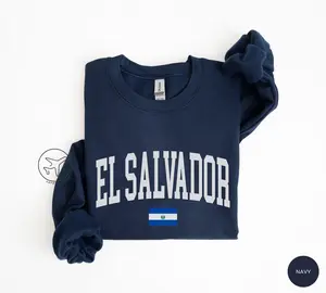 El Salvador Sweatshirt, Salvadoran Flag Crewneck, College Style Pullover, Central America Travel Gift