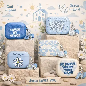 Christian AirPods Case Collection Saved By Grace Jesus Loves You God Is Good Faith Cover for AirPods Pro 1 2 3 , Airpod 1 2 3 4 Aesthetic Air Pods Case Cover ProtectiveZ1057