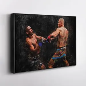 Alex Pereira vs Jamahal Hill UFC Wall Art Print, MMA Knockout Poster for Man Cave, Quality Paper 8x12 to 27x40inch
