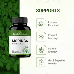 {Sandhus} Moringa | 100% Pure Green Antioxidant Natural Superfood  | Supports Immune, Skin, Gut Health & Energy Healthcare Vitamin Fitness Edible Dietary Bathroom Supplement