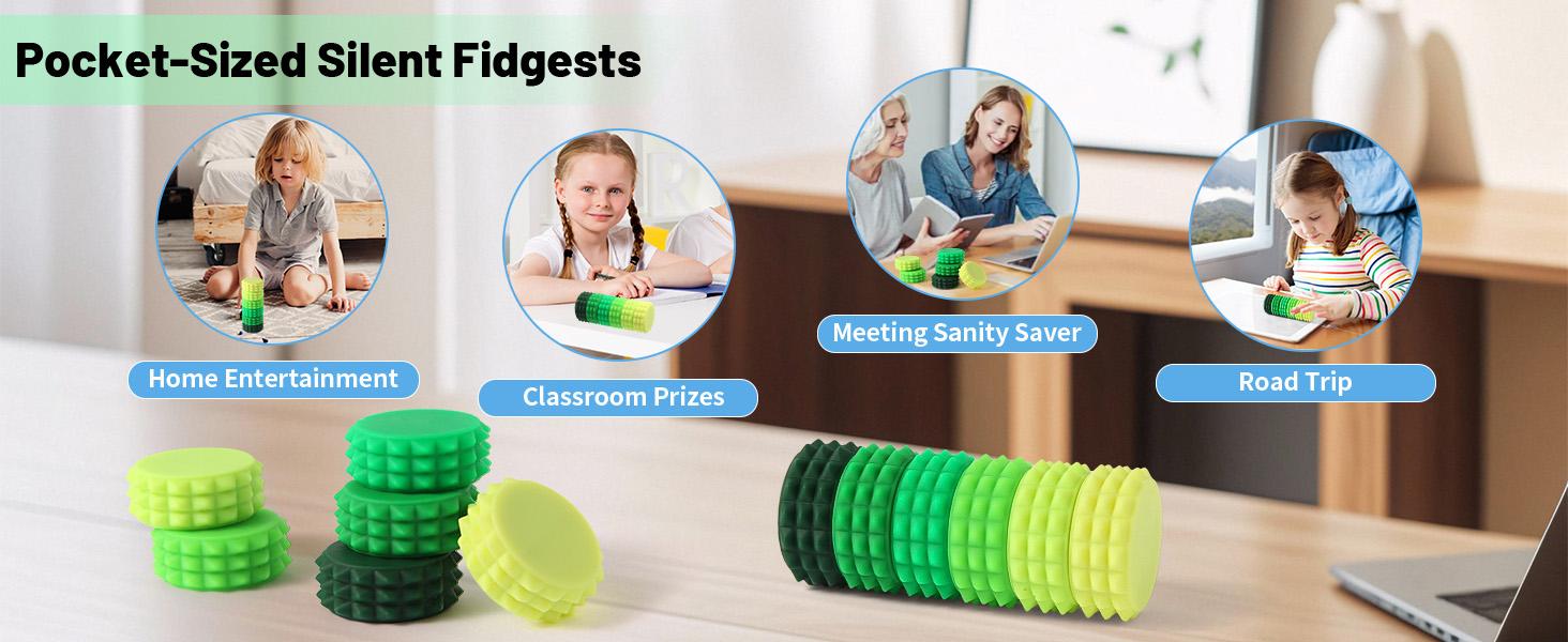 Silicone Magnetic Stress Balls, 6 Pack Pain Stim Fidget Toys Adults & Teens, Sensory Toys for Kids with Autism ADHD with Storage Box, Stress Relief & Focus Handheld Roller for Office Travel Classroom(green)