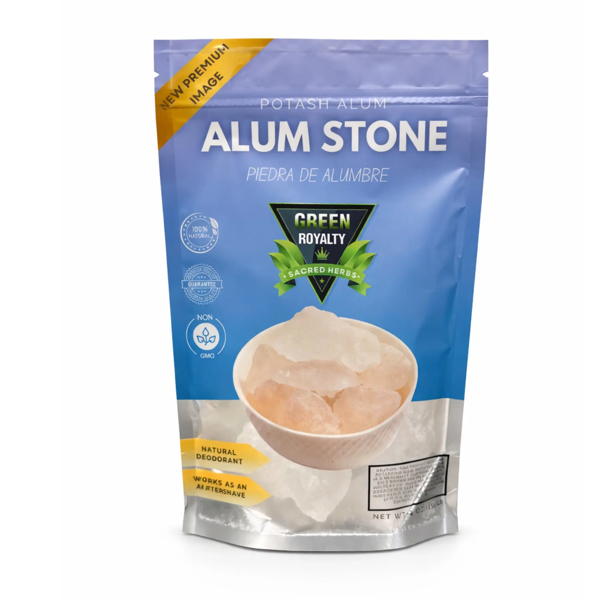 Green Royalty Alum Stone (4oz) - Gentle, Calming, Exfoliating Aftershave & Antibacterial, Plant-Based, Non-Toxic, Non-Aerosol Deodorant, Antibacterial Deodorants