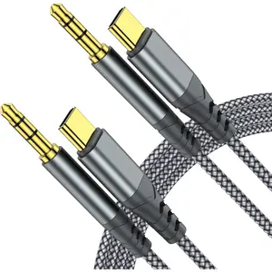 USB C to 3.5mm Audio Aux Jack  (4ft 2-Pack), Type C to 3.5mm Headphone  Stereo Cord Compatible with  17 Air 16 15 Pro Max,  Galaxy S25 S24 S23 Note 20, Pixel 9 8, iPad Pro