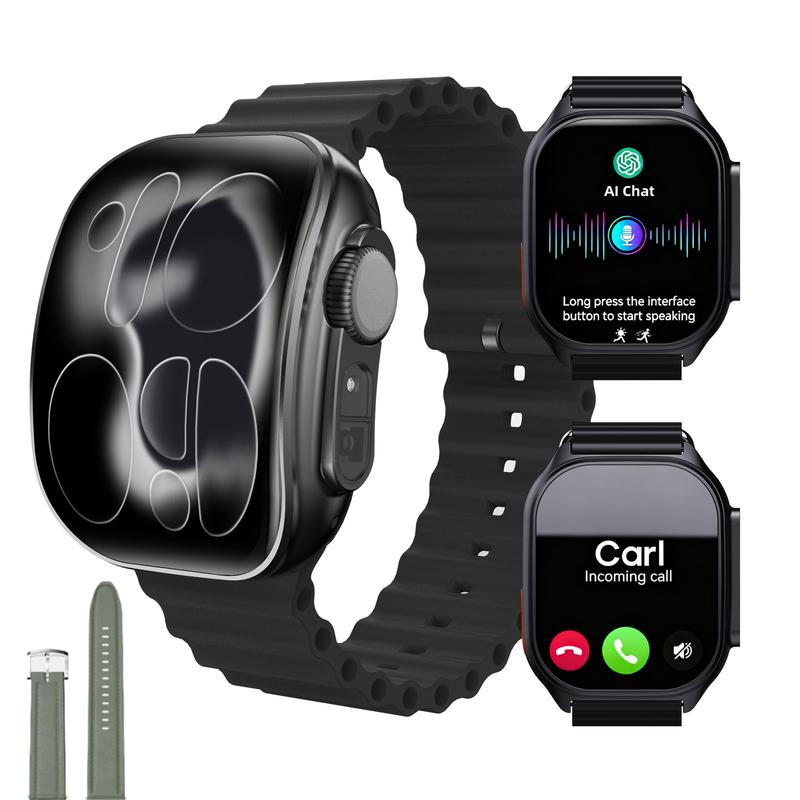 2025 W&O Smart Watch with AI & AI Control Upgrade Your Tech with Fashion Touch Screen SmartWatch Answer Make Calls Message Reminder 100+ Sports Modes Fast Charger Type-C Cable Adapter DIY Dials Wearable for iPhone Android