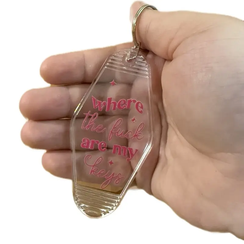 Clear Motel Keychain - Where the F*** Are My Keys Unique Design Transparent Keychain for Everyday Use