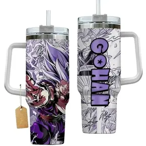TeeSenpai Gohan 40oz Tumbler With Handle And No Handle Stainless Steel Tumbler, Beast Form Tumbler, The Saiyan Warrior Tumbler, Anime Tumbler Gift, Iced Coffee Tumbler, Dragon-Inspired Drinkware, Gift for Otaku & Anime Fans