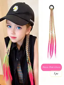 14 Inch Colorful Braided Ponytail Wig with Elastic Hairband, Synthetic Hair Extensions for Kids and Women, Medium Length, All Seasons