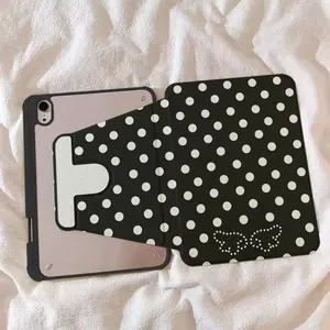 Polka Dot Bowknot iPad Case, Pen Slot, Shockproof, Anti-Fingerprint, Fits iPad 10/9/8/7, Air, 10.1/10.2/10.5/10.9/11 Inch, Tablet Accessories