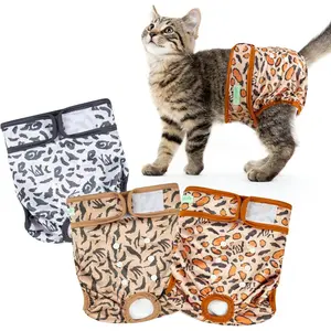 Cat Diapers, Cat Diapers for Male Female Spraying Incontinence, Reusable Adjustable Highly Absorbent (3 Pack, Large)