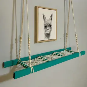 Handmade Boho Macrame Hanging Ladder Shelf Nursery Home Decor