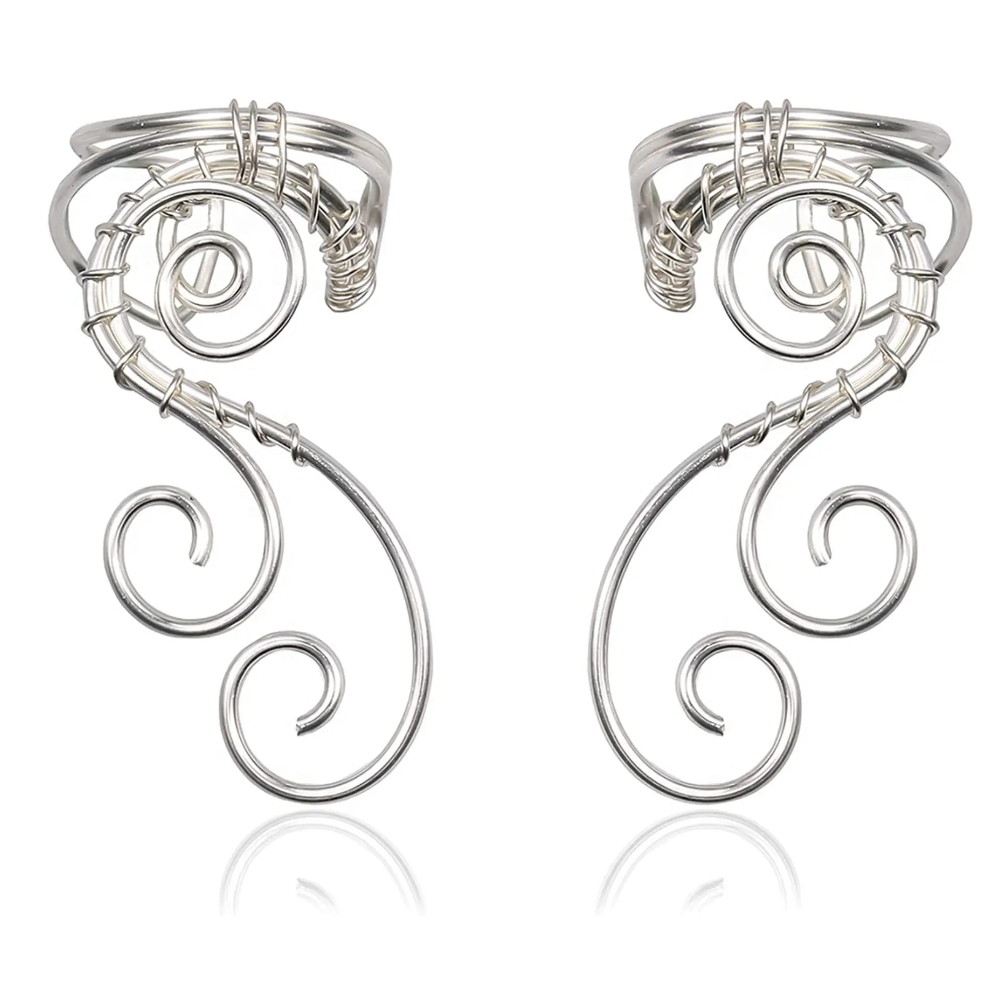 Handmade Elf Ear Cuffs No Piercing Hypoallergenic Simple Rolled Earrings Fantasy Costume for Party Wearing Hoop High Quality Safe Metal Flexible One Size Fits Most