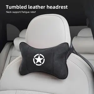 Car Tumbled leather headrest Seat Neck Pillow For Jeep Renegade Wagoneer Avenger Recon Wrangler JK Gladiator Compass Grand Cherokee Patriot Liberty Commander Trailhawk