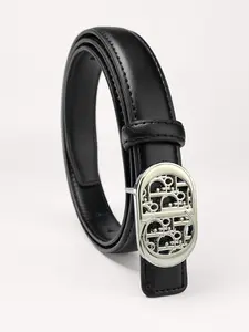 Women's High-End Waist Belt with Silvery Color Letter Buckle, Minimalist Fashion Belt for All Seasons, Versatile Office Wear Accessory