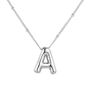 26 letter necklace bubble balloon necklace name initials pendant daily wear birthday gift