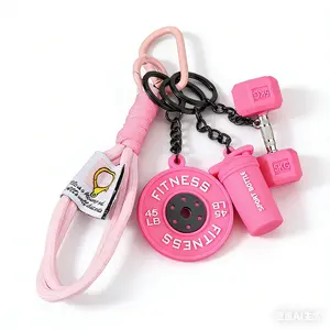 Fitness Keychain Set, MSilicone Dumbbell Kettlebell Weight Plate Keychains, Cute Keychain Gym Accessories for Men Women keychain gift high quality fashion jewelry jew lery