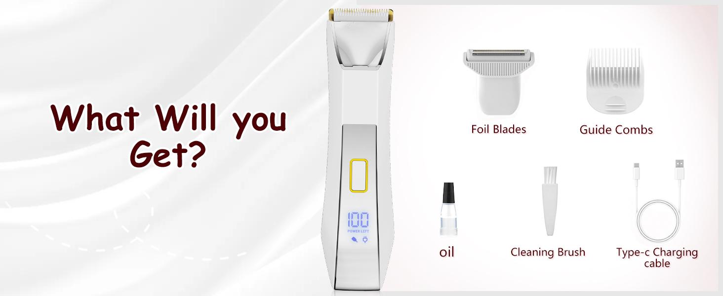 Bikini Trimmer Electric Razors for Women, Rechargeable Pubic Body Hair Trimmer Electric Shaver for Legs Body Hair, Bikini Shaver IPX7 Waterproof, Gifts for Women