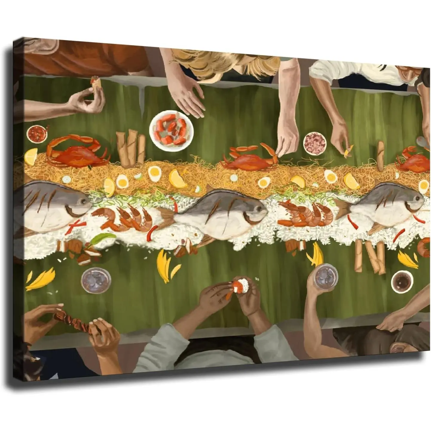 Filipino Feast Wall Art, Filipino Food Wall Decor, Philippines Culture Framed Poster For Living Room Ready To Hang (Framed,08*12 inch)
