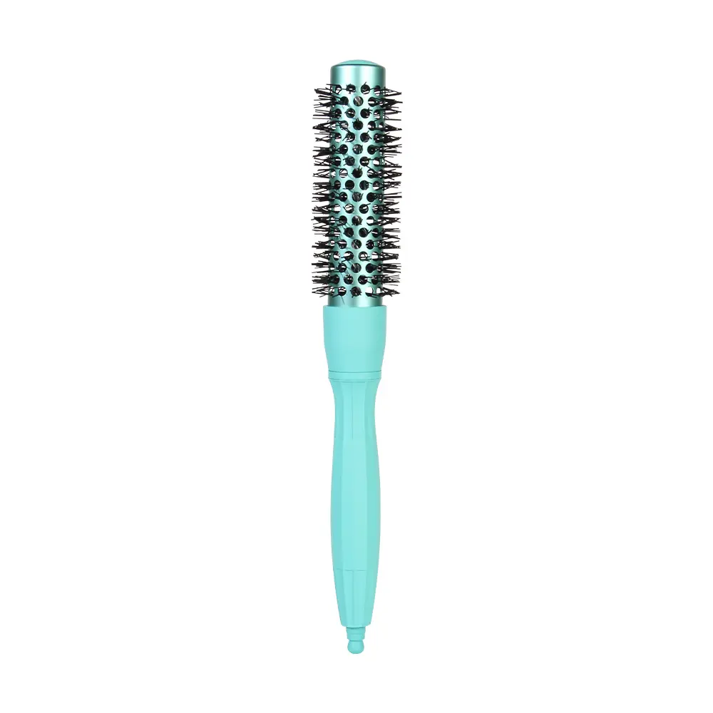 Blue Round Hair Roller Comb for Curling and Drying, High Heat Resistant Nylon Teeth, Abs Handle, Wave and Small Curls, Women's Styling Brush