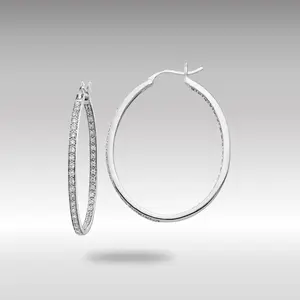White 14K Gold Diamond In/Out Hoop Earrings - Model EM5427-075-WA