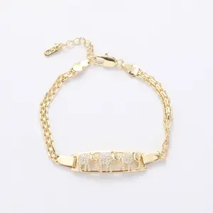 14K Gold Plated Elephant Charm Bracelet for Women Zirconia Accent Hollow-Out Design Elegant Minimalist Jewelry