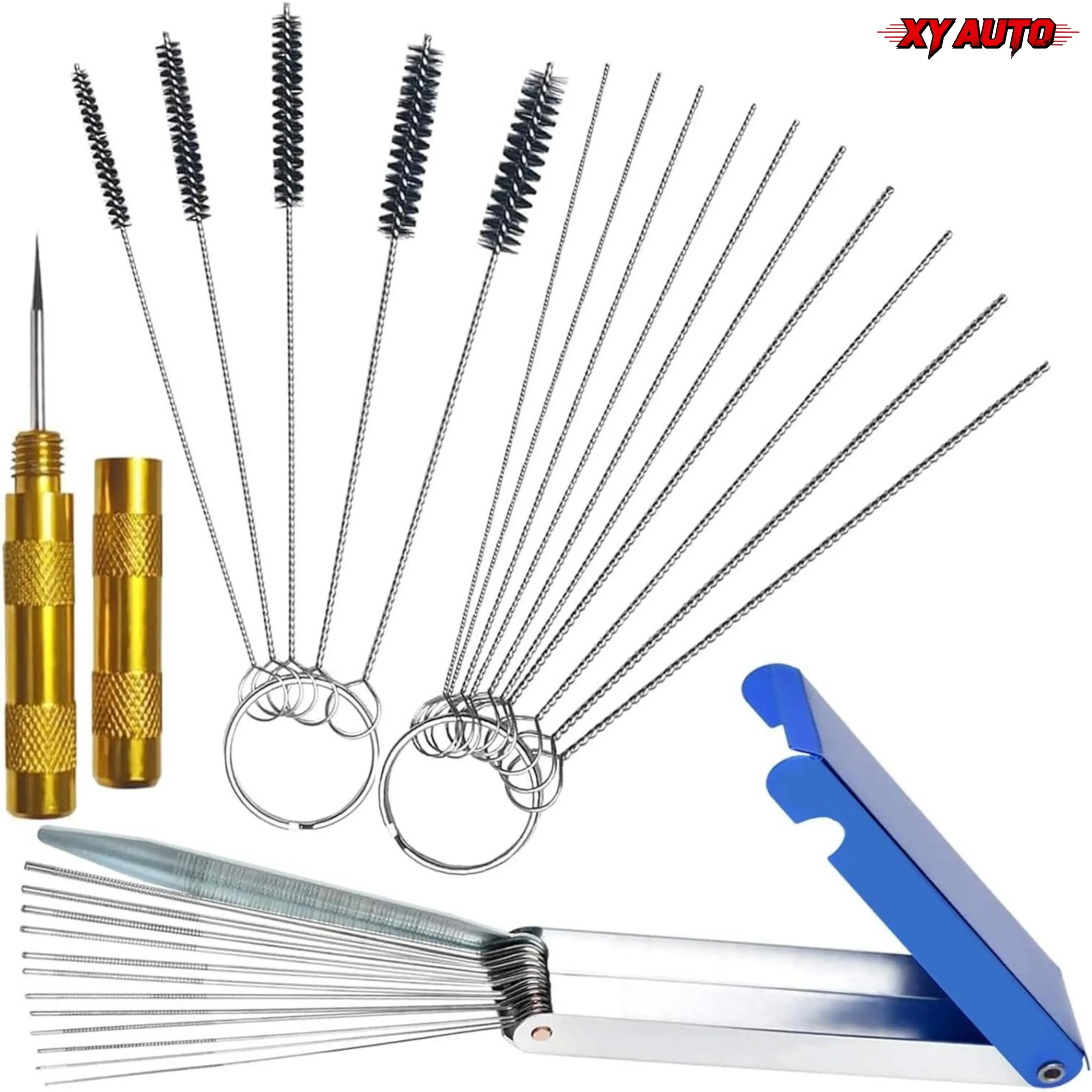 13 Wires + 10 Needles + 5 Brushes + 1 Pick Carburetor Cleaning Kit, Premium Torch Tip Cleaner for Carbons Dirt Jet Remove, Fit Auto Motorcycles ATV Welder Lawn Equipment