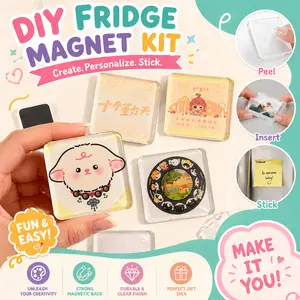 10-Pack DIY Refrigerator Magnet Kit,magnetic refrigerator decor,Crystal Clear Acrylic with Self-Adhesive Backing,Make Your Own Custom Magnets,Handmade Craft Set for Home Kitchen Decoration,magnet making machine,Fun Gift Idea for Adults&Kids Fridge Magnet