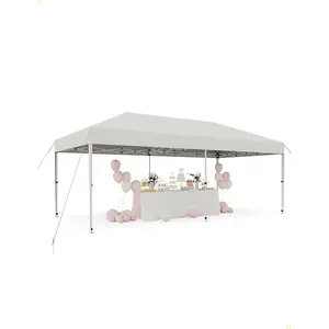 10x20FT Pop Up Canopy Tent, 3-level Height Adjustable Outdoor Shelter, Portable Shade Gazebo, Comes with Rolling Storage Bag, for Garden Patio Deck Beach