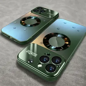 Luxury Matte Magnetic For Magsafe Wireless Charging Case For iPhone17 16 15 14 Pro Max 13 12 11 Glass Lens Camera Protection Cover