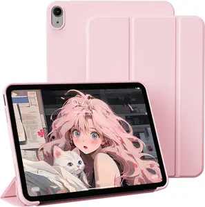 Case for iPad (A16) 11th/10th Generation 11 Inch 2025/10.9 Inch 2022 Without Pencil Holder, Support Auto Wake/Sleep and Touch ID, Slim Lightweight Trifold Stand with Soft TPU Back, Pink