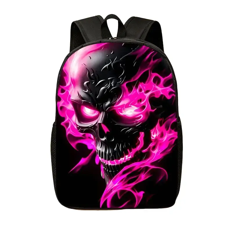 Gothic Flame Skull Laptop Backpack for Teens, Lightweight Casual Printed Computer Daypack with Adjustable Straps for School & Travel, Casual Printed Backpack, College School Backpack