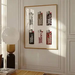 Vintage Retro Print, Trendy Wall Art, Retro Saint Laurent Lighters , NO FRAME